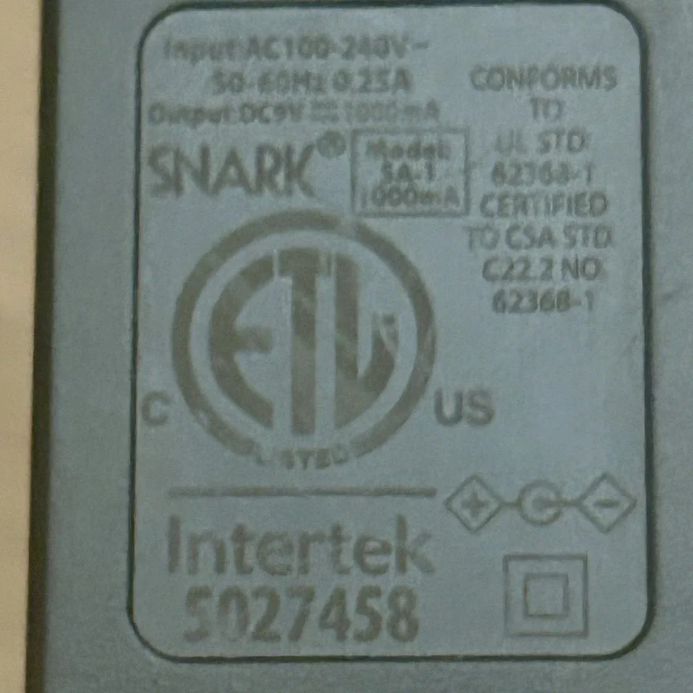 Snark SA-1 AC Adapter 9 Volt Supply Powers Up To 15 Guitar Effects Pedals